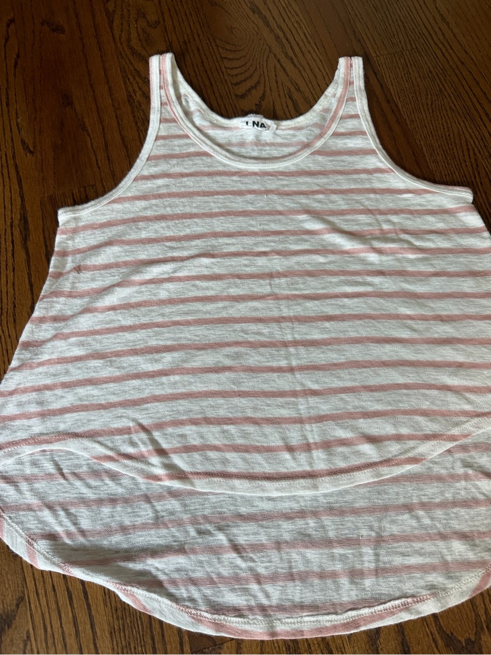 LNA Pink & White Striped Scoop Neck Tank
